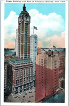 Singer Building and Part of Financial District, New York City, New York Postcard - £6.93 GBP