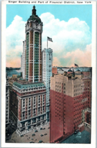 Singer Building and Part of Financial District, New York City, New York Postcard - £6.65 GBP