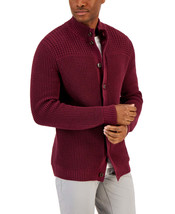 Club Room Men&#39;s Chunky Waffle Cardigan Red Plum-2XL - $26.99