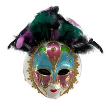 Pinnacle Peak Trading Venetian Mask with Colorful Feathers Polish Glass ... - $49.98