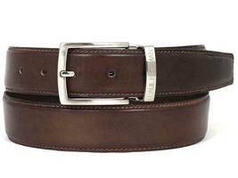 Paul Parkman Mens Belt Leather Brown Italian Calfskin Hand-Painted B01-A... - $149.99