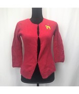 Hillard &amp; Hanson Womens Red Embroidered  Sweater Yellow Dog Logo Front S... - $243.47 MXN