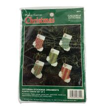 Bucilla Cross Stitch Kit Victorian Stocking Ornaments Plastic Canvas 6621  - $19.75