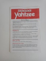 1991 Showdown Yahtzee replacement pieces Instructions - $3.87