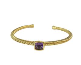 David Yurman Yellow Gold Cable Bracelet with Amethyst  - $2,480.00