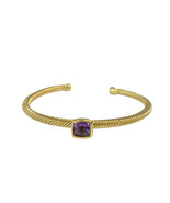 David Yurman Yellow Gold Cable Bracelet with Amethyst  - $3,431.61 CAD
