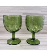 2-Barlett Collins Avocado Green Thumbprint Swirl 16 oz. Wine Water Goblets  - $544.20 MXN