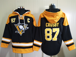 Sidney Crosby #87 Pittsburgh Penguins Black Lace-Up Pullover Hoodie - £59.33 GBP