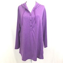 Dickies Women&#39;s M Henley Pullover Hoodie Hooded 3/4 Sleeve Top Purple FL094 NEW - £17.69 GBP