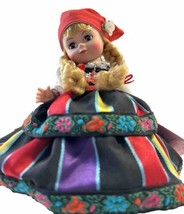 Rare Vintage Madame Alexander Poland Doll Colorful Dress Bonnet Braid Pigtails - £11.88 GBP