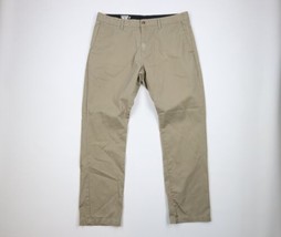 Vintage Volcom Mens 38x32 Faded Spell Out Flat Front Chinos Chino Pants Beige - £35.06 GBP