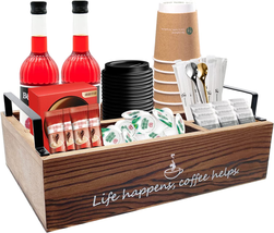 Coffee Station Organizer, Farmhouse Coffee Bar Accessories Organizer Basket for  - £29.26 GBP