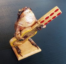 VINTAGE MEXICAN FOLK ART TAXIDERMY FROG PLAYING INSTRUMENT Guitar Banjo  - $34.60