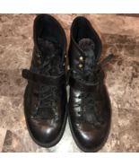 Combat Lace Up Platform Ankle Booties Faux Fur Tongue Womens SZ 38 Black... - $12.86