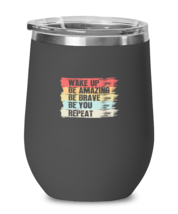 Wine Tumbler Stainless Steel Insulated  Funny  Wake Up Be Amazing Be Brave Be  - £19.94 GBP