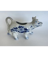 Delft Hand Painted Blue Cow Pitcher Creamer Holland Windmill Floral Vintage - $338.51 MXN