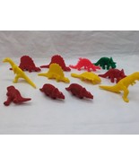 Lot Of (12) Dinosaur Toys Red Green Yellow Trex Triceratops 2&quot; - $376.79 MXN