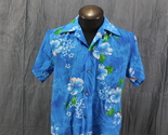 Vintage Hawaiian Shirt - Blue Floral by Made i Hawaii - Men&#39;s Medium - £43.45 GBP