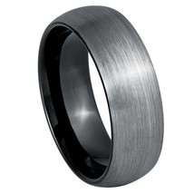 Tungsten Ring Black &amp; Gun Metal IP Plated Dome Brushed 8mm Band Wedding ... - $719.39 MXN