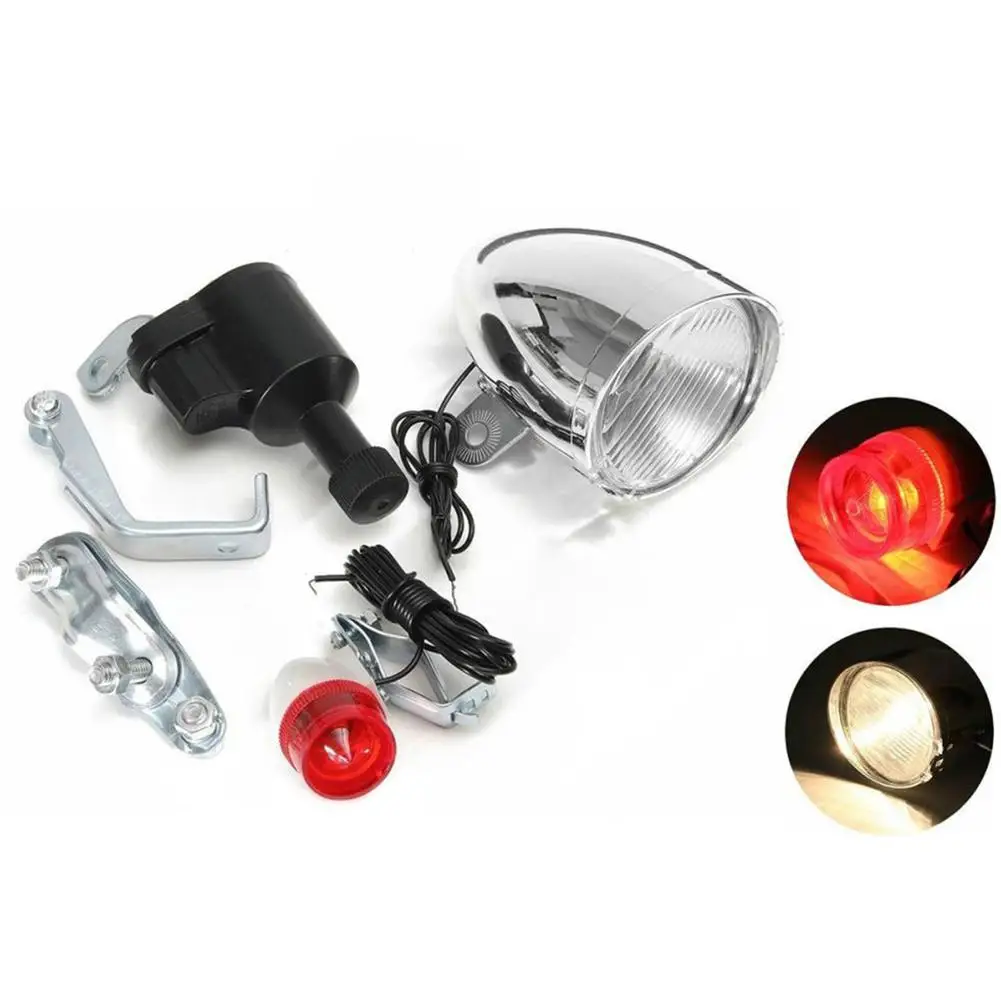 3w 6v Bicycle Head Lamp Tail Light Kit Bicycle Motorized Friction Generator - £14.05 GBP