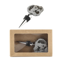 Silver Geode And Stainless Steel Bottle Stopper, Set Of 2 - £26.02 GBP