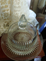 Cheese dish Clear Pressed Glass with Ribbed and Diamond pattern  covered image 3