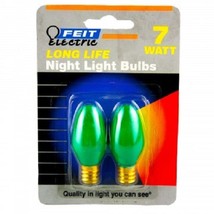 2 Pack 7 Watt C7 Long Life Green Night Light Bulbs - $1.71