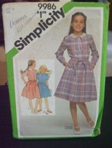 Simplicity 9986 Girl&#39;s Pullover Dress - Size 14 Chest 32 Waist 26 1/2 - $12.22