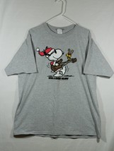 VTG 90s Peanuts Snoopy Have A Rockin Holiday Christmas T-Shirt Size XL Gray - $14.99