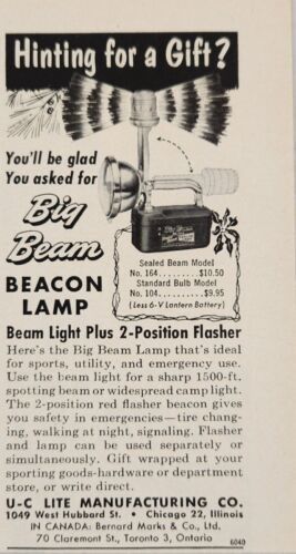 Primary image for 1956 Print Ad Big Beam Beacon Lamp with Red Flasher U-C Lite Chicago,Illinois