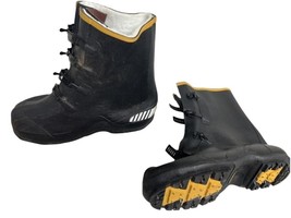 LACROSSE ATS LINED OVERSHOES 12&quot; BLACK RUBBER BOOTS METAL STUDS SZ 12 NEW - £33.22 GBP
