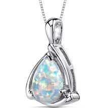 Sterling Silver 1.5 Carat White Opal Pear Shape Necklace - £66.83 GBP