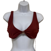 Andie Swim Womens Size Medium The Dalia Bikini Top Burgundy Gold Clasp NWT - $28.04