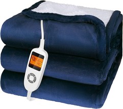 Heated Blanket Electric Throw,Electric Blanket 50x60&quot; with 10 Heating Level Blue - £31.02 GBP