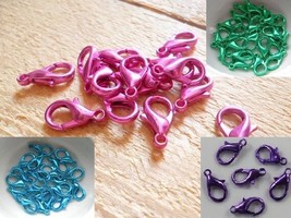 Lobster Clasps 14mm 4 Vivid Colors! Lake Blue SeaGreen Pink Purple US SE... - $55.70 MXN