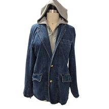 VTG Castro Vintage 100% Cotton Gray Hoodie/Blue Denim Jacket 1 Piece Sz ... - $864.75 MXN