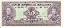 Venezuela UNC. BankNote 10 Bolivares 1992 P-61   # 6A - $4.94