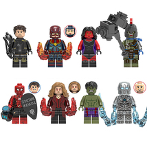 8Pcs Captain Marvel Red She-Hulk Minifigures Whiplash Hawkeye Hulk Mini Blocks - £17.32 GBP