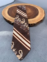 Vintage Diana By Regal Brown Flamingo Patterned Tie - $14.18
