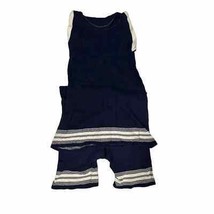 1920s Rare Antique 2 Pc Womens 2 Tone Cotton Bathing Suit Navy/White Str... - $222.75