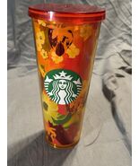 Starbucks 24oz Fall Leaves Floral Tumbler 2022 Red Lid Orange Yellow Reu... - $215.87 MXN