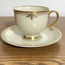 Lenox  Vintage Republic Footed Tea Cup &amp; Saucer Set Geometric Gold Trim ... - £10.01 GBP
