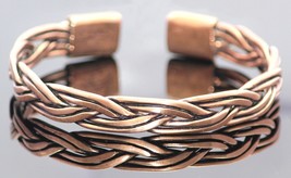 Pure Copper Braided Wire Wrapped Oxidized Handmade Cuff Bracelet Gift Jewelry - £15.25 GBP