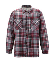 Men&#39;s Flannel Button Up Plaid Fleece Warm Sherpa Lined Jacket (Burgundy,... - £20.11 GBP