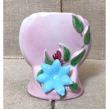 Vintage Zanesville Ohio OPCO 4 Inch Pink Art Pottery Vase w Blue Applied... - $14.85