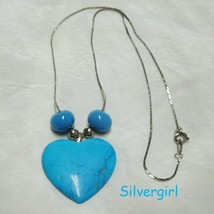 Large Heart Pendant Necklaces Turquoise/Howlight - £11.98 GBP