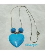 Large Heart Pendant Necklaces Turquoise/Howlight - £11.98 GBP