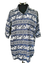 Tommy Hilfiger Hawaiian Shirt Men&#39;s Large Navy Blue/White Island Casual ... - £16.06 GBP