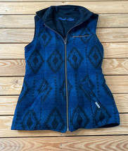 powder river outfitters women’s full zip wool Reversible vest sz M Black Blue K6 - £52.25 GBP