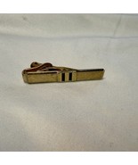 Vintage Swank Gold Tone Tie Clip Bar Black Enamel Stripes Men’s Accessory - $367.12 MXN